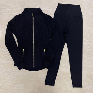 2025 New Arrival White Women's Sporty Yoga 2-Piece Workout Set Solid Pattern Stand Collar <strong>Top</strong> Leggings for Summer Fitness Gym - Product Image 5