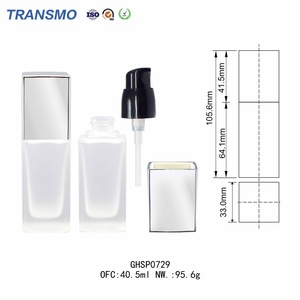 Wholesale Luxury <b>50ml</b> Square Glass Cream <b>Bottle</b> with Press Dropper Custom Luxury Skincare Cosmetic Serum Oil for Face Cream Use - Product Image 2