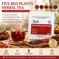 Aurorabloom Boisson Mélange Cinq Plantes Rouges 10 Sachets 210g 100% Naturel Sans Caféine Sans Soufre Thé Santé Riz Rouge Haricot Rouge