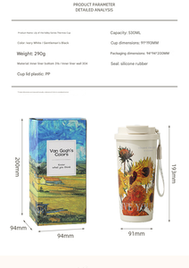 Taza de Café de Alta Gama de la Serie <span class=keywords><strong>Van</strong></span> <span class=keywords><strong>Gogh</strong></span>, Lirio de <span class=keywords><strong>los</strong></span> Valles, Taza de Acero Inoxidable 316, Portátil, de Gran Capacidad, para Dos Bebidas - Product Image 2