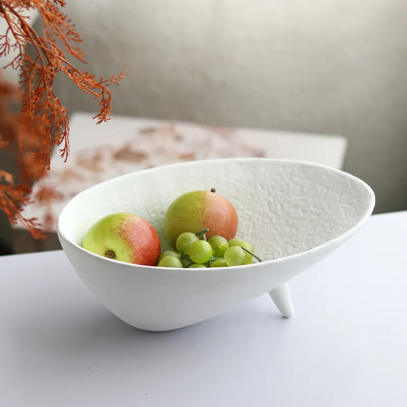 עיצוב הבית סלט כלי אוכל פורצלן בזווית מלוכסנת קערות פירות קרמיקה לשולחן