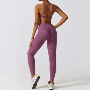 Yoga soutien-gorge nu sport Nylon Spandex Leggings Fitness trois pièces vêtements de sport femmes Sport ensemble - Product Image 5