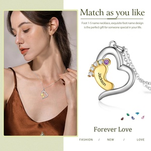 Nuovo amore creativo personalizzato con oro piccoli piedi cintura pietra diamante colore facoltativo nome inciso - Product Image 6