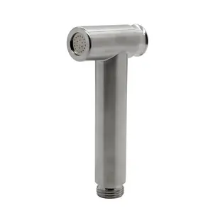 Gray Brushed Hand Held Toilet Bidet Sprayer Hot And Cold Solid Brass Bathroom Mixer Douche Kit Shattaf Shower Faucet