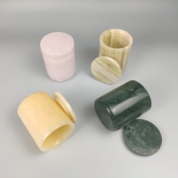 Conteneurs de bougies en pierre d'onyx naturelle de luxe de 8 oz, personnalisation, pots de bougies en onyx rose, pot de bougie en pierre avec couvercle