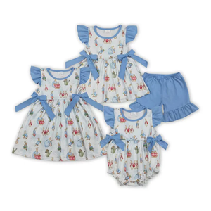 Vêtements de Pâques pour filles avec imprimé lapin, tenues de boutique pour sœurs - Product Image 1