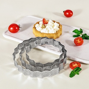 Moule à mousse carré ondulé en acier inoxydable 430, perforé, à rebords festonnés, pour tarte au fromage française et gâteau aux miettes - Product Image 2