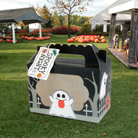 Boîte en carton portable Halloween Citrouille Fantôme avec fenêtre, recyclable, imprimée UV, design estampé, poignée, forme personnalisable pour bonbons