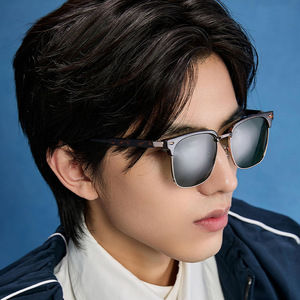 แว่นกันแดดโพลาไรซ์แบบครึ่งกรอบสำหรับผู้ชาย รุ่น Dl D6375 กรอบโลหะ TAC เลนส์ป้องกันรังสียูวี 400 สีดำ ระดับ 2 - Product Image 2