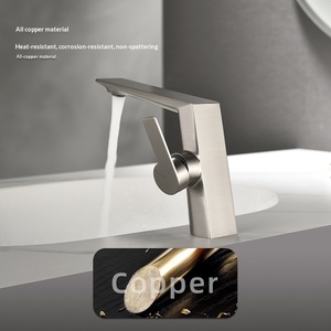 All-copper Nickel Brushed Gun Gray Light Luxury <b>Single</b> Handle Bathroom Undercounter <b>Basin</b> Ceramic Cold Hot Water <b>Tap</b> PJN-168 All - Product Image 4