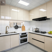 Meubles de cuisine modernes sur mesure, armoires à panneaux plats haute brillance, design minimaliste, faciles à nettoyer, ensemble de meubles de cuisine