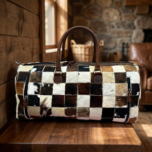 Bolso de Mano Deportivo de Lujo con Tema de Color Personalizado en Blanco y Negro, 100% Cuero Genuino, Forro de Poliéster, Gran Capacidad, Resistente al Agua, para Viaje - Product Image 1