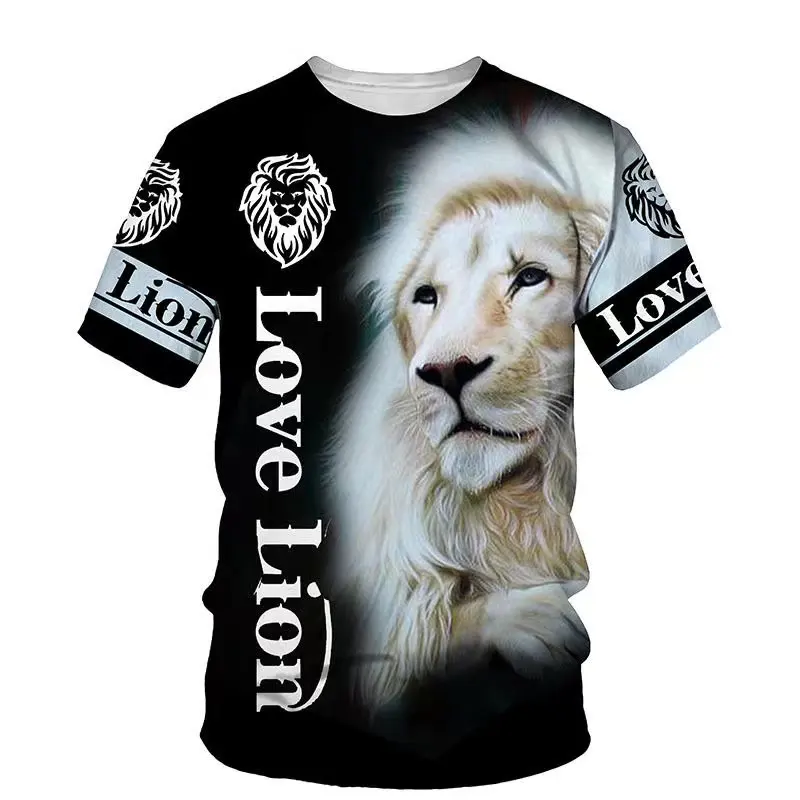 Venta al por mayor OEM/ODM 3D impreso poliéster animal print camiseta casual moda personalidad sublimación impresión completa camiseta