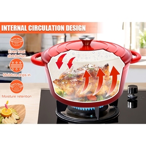 Olla de <span class=keywords><strong>hierro</strong></span> <span class=keywords><strong>fundido</strong></span> <span class=keywords><strong>esmaltado</strong></span> multifunción no tóxica para sopa, cazuelas y horno holandés para hornear pan de masa madre - Product Image 3