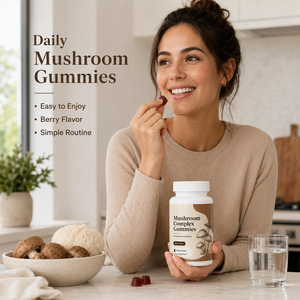 Gummies de haute qualité 10-en-1 biologiques, sans gluten, véganes, faibles en sucre et en matières grasses, complexe de champignons (Crinière de lion, Reishi, Enzymes, Huître) pour adultes - Product Image 3