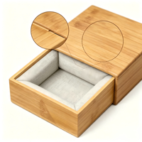 Boîte à bijoux en bambou avec tiroir coulissant, étui de rangement pour ornements doublé de tissu