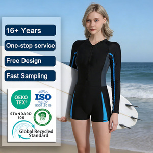 Maillot <span class=keywords><strong>de</strong></span> bain une pièce personnalisable à manches longues pour <span class=keywords><strong>femme</strong></span> avec fermeture éclair, protection solaire, anti-UV, pour la plage - Product Image 1