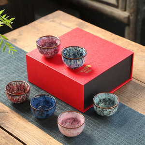 Customized Ceramic Kiln Transformation <b>Tea</b> Cup <b>Gift</b> Box <b>Set</b> Creative Event Souvenir Small Cups Wholesale - Product Image 6