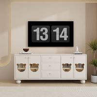 Grand meuble TV minimaliste moderne en style crème Rangement tendance pour petits appartements Table basse sur pied