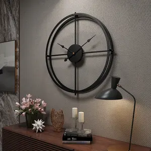 Creative Minimalist Wrought Iron Wall Clock Metal Round Art Interior Room Home Decor Decorative Clock