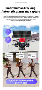 Caméra solaire Rscamtom 20MP AOV à quatre objectifs, détection de mouvement 360°, suivi humain, alarme, vision nocturne couleur, audio bidirectionnel, IP66 - Product Image 4