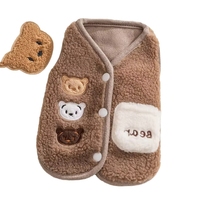 CWFS953 Gilet T-shirt pour chien en coton uni, doux et respirant, motif ours mignon, vêtements chauds d'hiver pour chiots, vêtements d'extérieur pour petits chiens, OEM