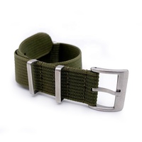 Bracelet de montre en nylon vert olive de longueur personnalisée en tissu côtelé 18/19/20/21/22/24mm pour homme