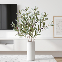 Kunstmatige olijftakken 85cm 3-takig levensechte olijven groene bladeren voor vaas bruiloftdecoratie