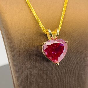 Collar de Oro Sólido de 18K y 14K con Corazón para Mujer, Gema de Alejandrita con Corte Corazón de 15 Quilates, Estilo Clásico para Boda - Product Image 2