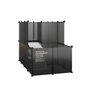 Medium Foldable Pet Cage <b>Black</b> Polypropylene Steel <b>Frame</b> Animal Housing Solution - Product Image 1