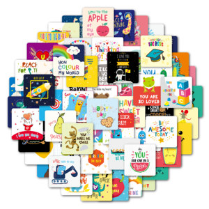Fiambrera bonita con notas para niños, 60 Uds., surtido de divertidas tarjetas diarias con palabras inspiradoras de motivación para niños y niñas, fiambrera - Product Image 1