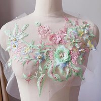 Applique brodée 3D fleur à coudre, patch de broderie de luxe robuste avec sequins, corsage cousu DIY pour mariée