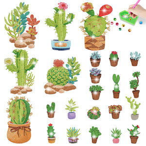 Cactus piante diamante kit di arte per adulti pittura di diamanti adesivi arte e artigianato per bambini età 4-8 8-12 5D fai da te mosaico di diamanti - Product Image 3