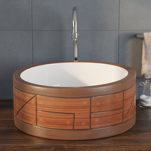 Lavabo de table rond lavabo salle de bain en céramique blanc art épais hôtel lavabo à la main lavabo de table évier pour salle à manger - Product Image 1