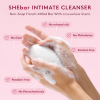 Savon nettoyant pour la zone intime, aux ingrédients propres et doux, formule à pH équilibré, huiles essentielles
