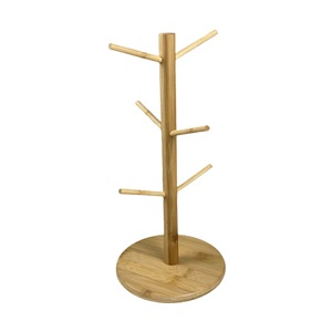 Estante para tazas de agua de bambú, forma redonda, no requiere perforación, soporte para tazas de cocina ecológico, estante de drenaje para juego de té - Product Image 5