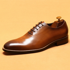 S0087Y Cuero de los hombres de negocios británicos Vestido formal Hecho a mano <span class=keywords><strong>Oxford</strong></span> <span class=keywords><strong>Corbata</strong></span> puntiaguda Zapatos de hombre - Product Image 1