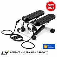 Mini Stepper con Bandas de Resistencia, Stepper Hidráulico con Monitor LED, 135 kg, Equipo de Fitness para Gimnasio en Casa