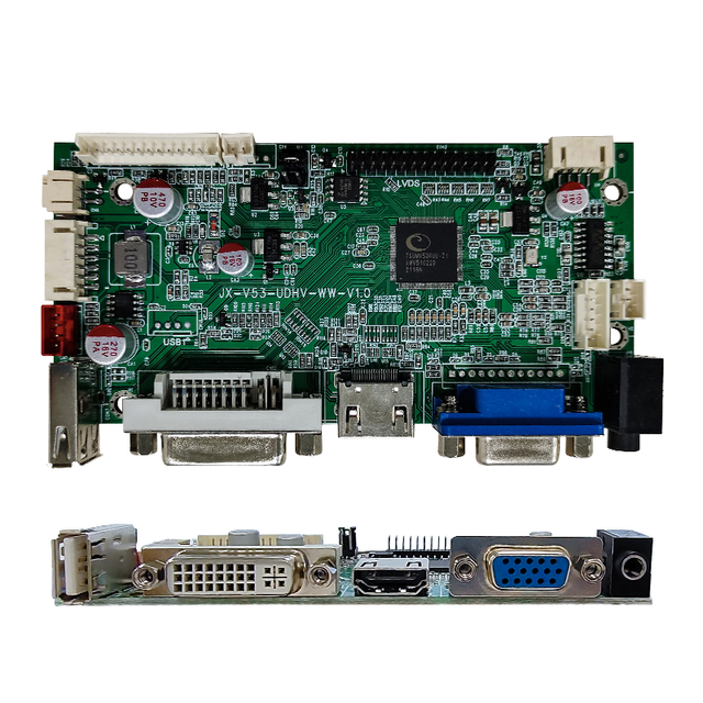 TFT LVDS Monitor Controller MI/DVI/VGA/USB/CVBS Inputs 12V Backlight 109.5x62.3x15mm Supports 55" Screen Max1920x1080