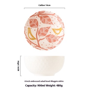 Bol à nouilles à salade en céramique <span class=keywords><strong>scandinave</strong></span> moderne de 6 pouces <span class=keywords><strong>Vaisselle</strong></span> jetable en relief créative pour les couples pour les ramen japonais - Product Image 6