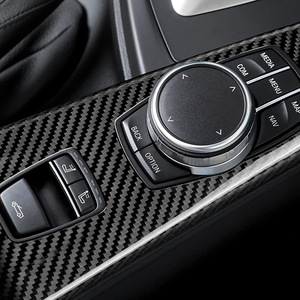 Para BMW <span class=keywords><strong>Serie</strong></span> <span class=keywords><strong>4</strong></span> F33 Convertible 2014-2020, embellecedor de fibra de carbono para la consola central, pomo de cambio de marchas, pomo multimedia, adhesivo decorativo interior - Product Image 2