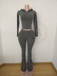 Set Jaket Zipper Warna Baru Khusus Wanita Musim Gugur 2025, Setelan Olahraga 2 Potong, Set Legging Yoga untuk Olahraga - Product Image 2