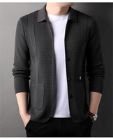 2025 Herren Neuheiten Langarm Pullover mit Eckigem Kragen, Maßgeschneiderte Passform, Zopfstrick, Freizeit Jacke, Einfarbiges Top, Strickjacke
