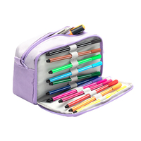 Trousse à crayons en toile PP grande capacité, multi-compartiments, sac de rangement pour maquillage, organiseur de stylos portable pour l'école, le bureau et les voyages