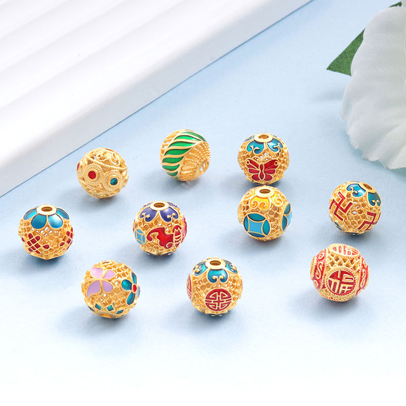 DIY Beaded Copper Accessories Pendant Necklace Earrings Making Accessories Charm Beads Jewelry Making DIY Beads Making Bracelets