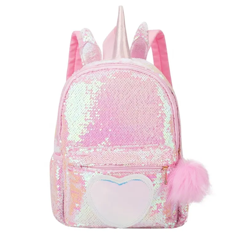 Heopono marka Saiya özelleştirilebilir DIY Sequins Unicorn kız okul kitap sırt çantası moda köpüklü Bagpack çocuk sırt çantaları