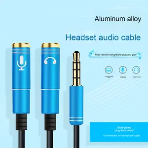 3,5 мм витая пара 1 м алюминиевая оболочка луженый медный проводник аудио удлинитель <span class=keywords><strong>2</strong></span>-в-1 адаптер RCA ноутбук компьютер наушники - Product Image 3