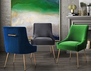 Xingying phong cách hiện đại trong nhà ăn nâng ghế đương đại màu xanh chần sợi vải nhung kim loại chân cung cấp móng tay bao gồm vẻ đẹp - Product Image 2