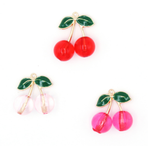 Ciondoli di ciliegia smaltati alla moda ciondoli di ciliegia di cristallo di frutta ciondolano per orecchini creazione di gioielli <span class=keywords><strong>D</strong></span> I <span class=keywords><strong>Y</strong></span> 23*28 MM - Product Image 2