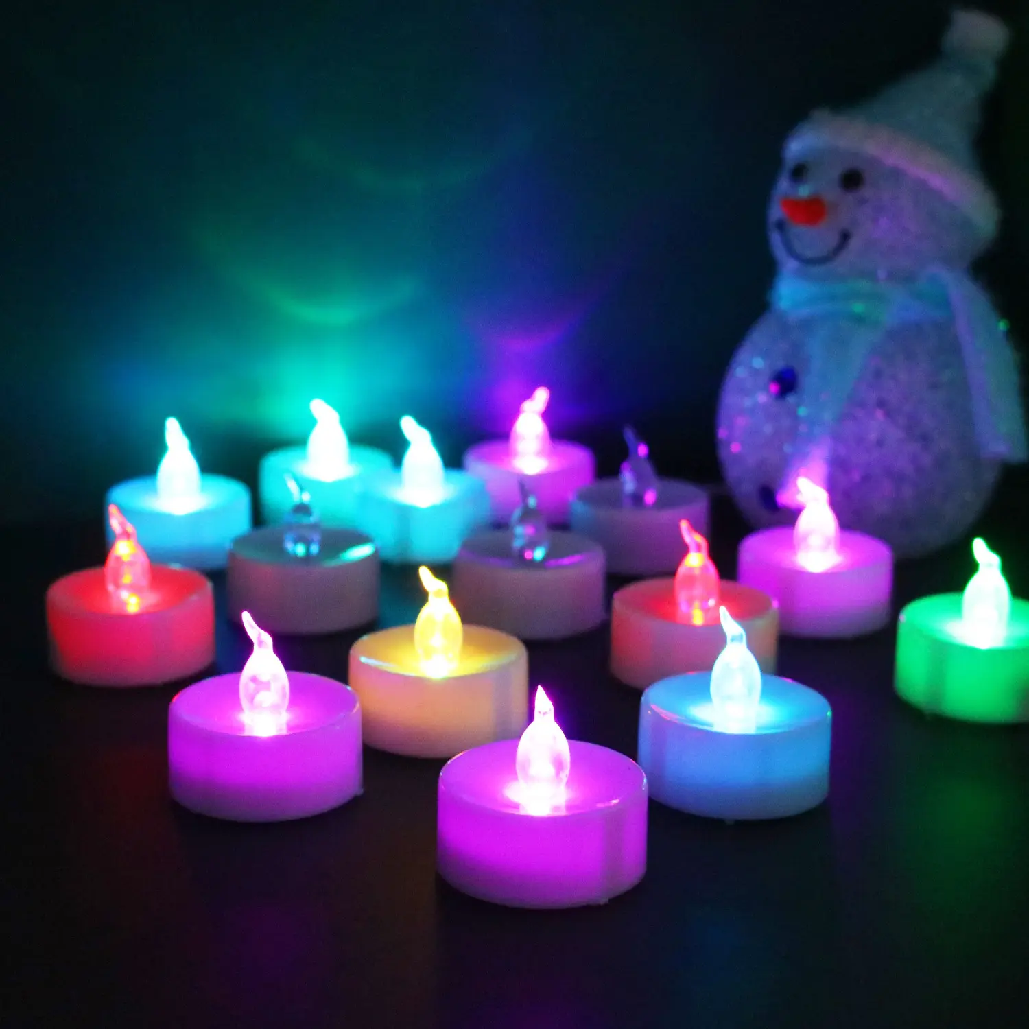 Holiday party event decoration led tea lights color changing electronic warm white flicker candle blacks
